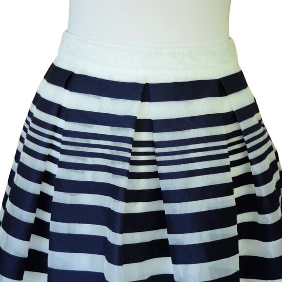 MODCLOTH Soiree Navy Stripe Full A-line Midi Skirt Retro - Picture 9 of 10